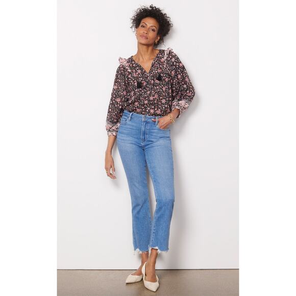 CLEOBELLA NWT Evereve Brynlee Black Pink Org Cotton Metallic Print Blouse // M - Picture 16 of 16